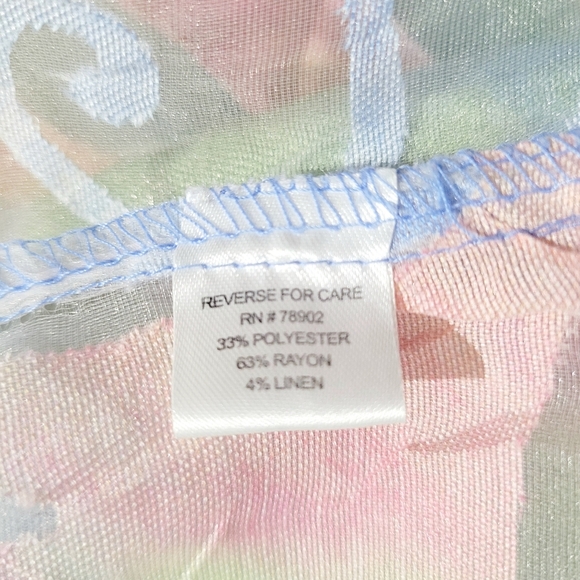 Erin London Sheer ButtonUp Blouse XL Pastel Floral Print Long Sleeve Lightweight - Picture 12 of 13